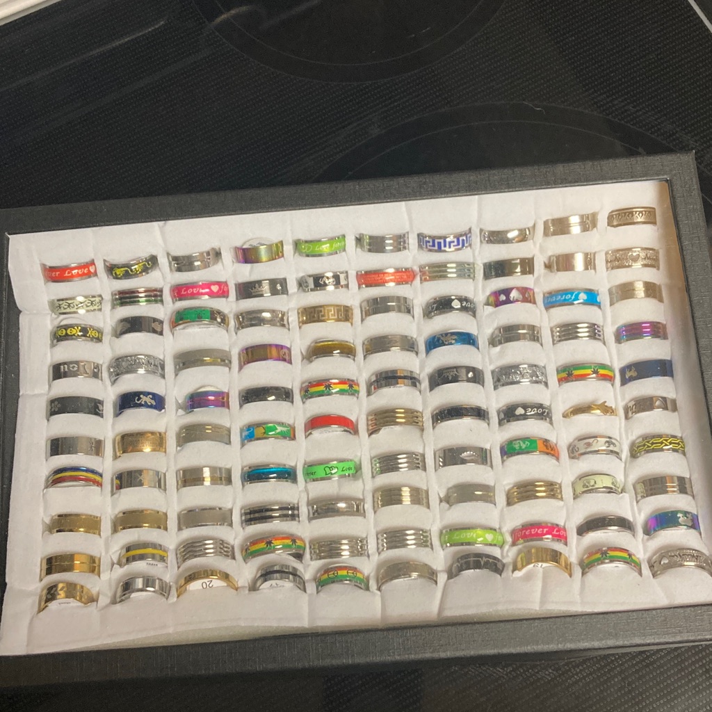 Mixed Color Stainless Steel Rings Set Of 100- Assorted Vibrant Bands